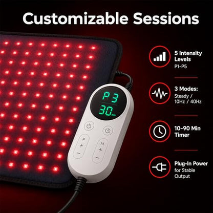 Red Light Therapy Pad for Body Pain, 24"x12" Large Infrared Wrap - size: 24"x12"