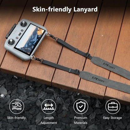 FPVtosky Lanyard for DJI RC 2 & RC & RC Pro 2, RC Neck Strap, Soft Leather Compatible with DJI Remote Controller Accessories - color: Black