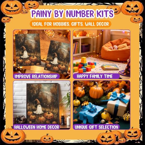 Spooky Paint by Numbers for Adults, Halloween Paint by Number on Canvas - color: MT23079