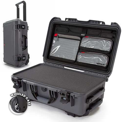 NANUK 935 Hard Case with Cubed Foam and Lid Organizer for Camera & Lenses – Waterproof Protective Equipment Case with Wheels, 22” x 14” x 9” – Dustproof, Carry-On Approved for Most Airlines – Graphite - color: Graphite, style: Cubed Foam With Lid Organize