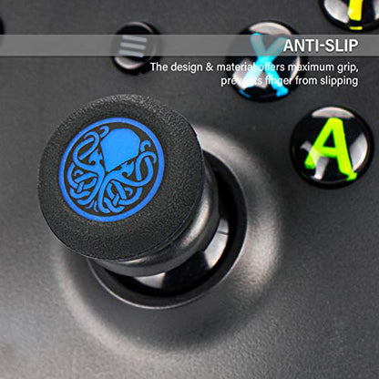 FPS Thumbstick Extender & Printing Rubber Silicone Grip Cover 2 Sets for Xbox Series X/S & Xbox One Controller(Deep Sea Cthulhu Blue) - color: cthulhu blue