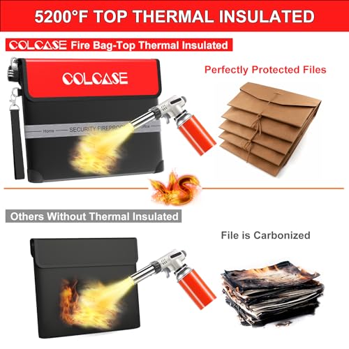 COLCASE Fireproof Document Bag 5200℉ Heat Insulated Waterproof Fireproof - style: 5200℉ Bag Silver
