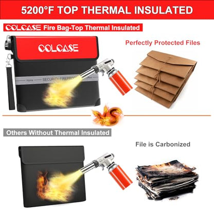 COLCASE Fireproof Document Bag 5200℉ Heat Insulated Waterproof Fireproof - style: 5200℉ Bag Silver