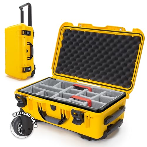 NANUK 935 Hard Case for Camera & Lenses with Padded Divider – Waterproof Equipment Case with Wheels, 22” x 14” x 9” – Dustproof, Impact Resistant, Carry-On Approved for Most Airlines – Yellow - color: Yellow, style: Padded Divider