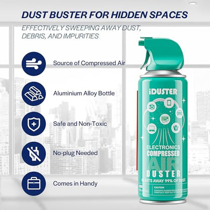 iDuster Canned Air Duster for Computer - Disposable Keyboard Cleaner Cleaning Duster for Electronics, 4PCS(10oz) - size: 4 PCS