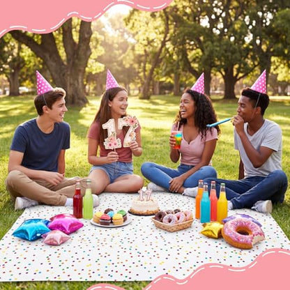 Mindsoft 3 Pcs White Mini Rainbow Polka Dot Plastic Tablecloth Party - color: White, style: Mini Rainbow Polka Dot