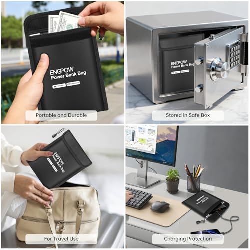 ENGPOW Fireproof Organizer Travel Safe Bag, Portable Electronic Carry Case - size: 9'' x 7''