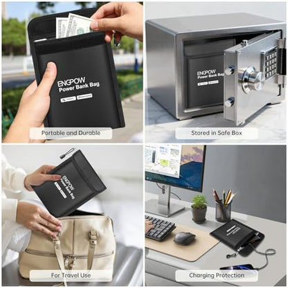 ENGPOW Fireproof Organizer Travel Safe Bag, Portable Electronic Carry Case - size: 9'' x 7''
