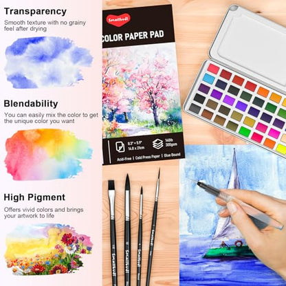 Smallbudi All in One Watercolor Paint Set 168 Colors with Portable Box