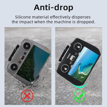 Controller Protective Silicone Case Cover+HD Screen Protector Films for DJI Mini 4 Pro/DJI Air 3/DJI Neo Drone RC 2 Remote Control Accessories(Black)