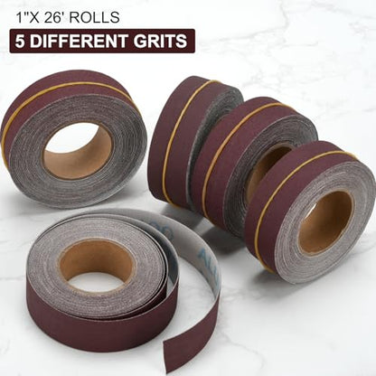 Emery Cloth Roll, 5 Rolls 8 Meters Abrasive Sandpaper - size: 5Rolls 26FT