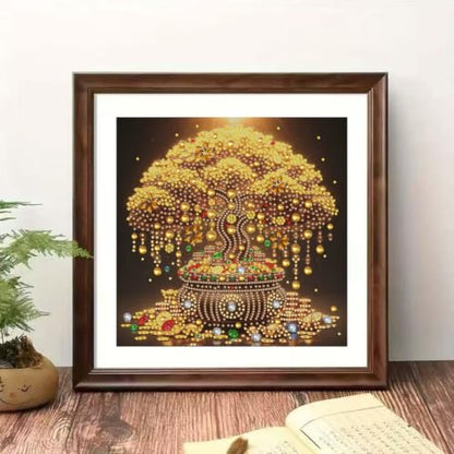 Money Tree Special Shape Diamond Art For Adult,Full Drill Wall Art 12X12in - color: YP112