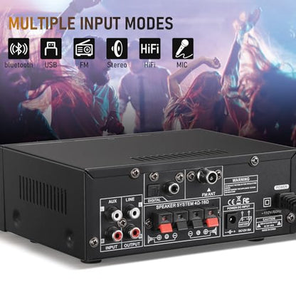 Facmogu BT-398A Stereo Audio Amplifier, 2 Channel 450W Home Power Amplifier - style: MAX 450Wx2
