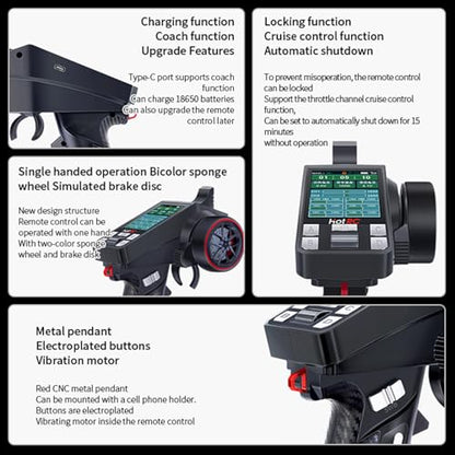 HOTRC CT-8A RC Transmitter and Receiver 8 Channel 2.4ghz Hand Controlled RC Car Boat Tanks Remote Controller Long Distance (Plastic+1RX)