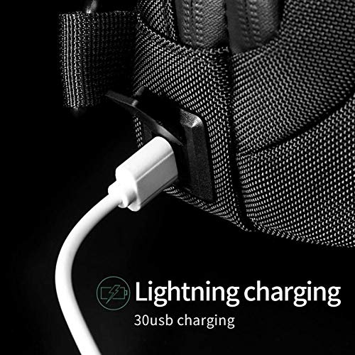 OZUKO Sling Backpack for Men - Anti-Theft Crossbody Bag, Waterproof with USB Charging Port - color: Black3