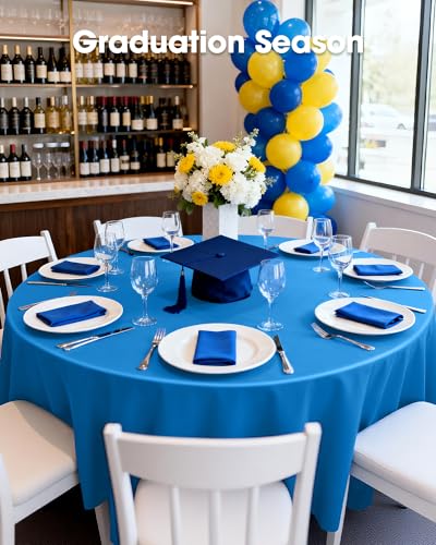 Pureegg Plastic Table Cloth Disposable 6 Pack, 84 Inch Round, Blue - color: Blue, size: 84" Round