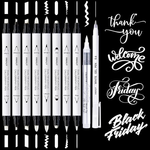Dual Tip White Acrylic Calligraphy Pens, Hand Lettering Pen - color: White