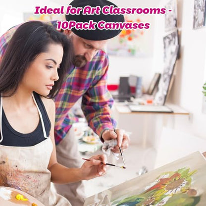 10 Pack 9"x12" Canvas Boards for Painting, Canvas Panels for Acrylics - size: 9x12" - 10Pack