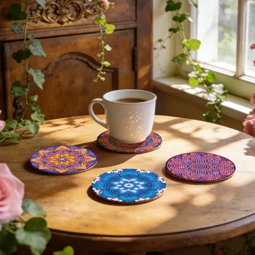 Leatrice 8pcs Mandala Diamond Art Coasters Diamond Painting Kits for Adults - color: AB mandala