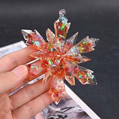 HUAKENER Christmas Resin Molds Silicone - 4 Pcs Big Snowflake Resin Mold