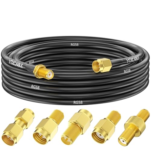 SMA Antenna Extension Cable RG58 Coax Jumper Male-Female 10FT & 5 Adapters - color: RG58 SMA+5pcs Adapter, size: 10FT