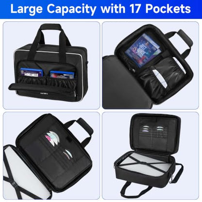 LEFOR·Z Travel Carrying Case Fits for PS5/PS5 Pro/PS4 with Thick Padding - color: Black