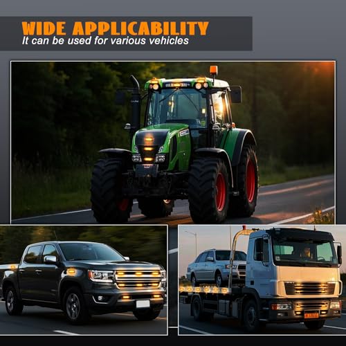 2PCS 3-LED Amber Strobe Lights for Trucks, LED Strobe Grille Light - color: Yellow, size: 3LED-2PCS