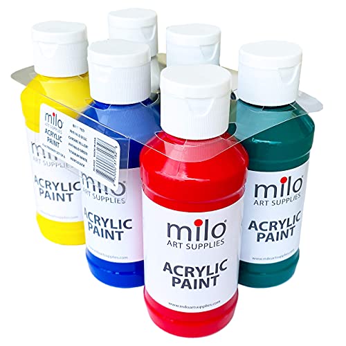 milo Acrylic Paint Set, 6 Primary Colors, 4 oz Bottles, Semi-Gloss - style: Primary Set 6 x 4 oz