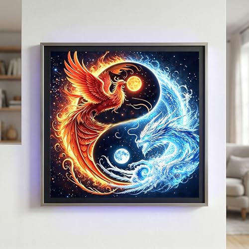 YCZO 5D Dragon and Phoenix Diamond Art Painting Kits for Adults Beginners