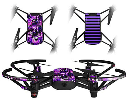 Skin Decal Wrap 2 Pack Compatible with DJI Ryze Tello Purple Graffiti Drone NOT Included