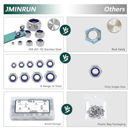 Metric Lock Nut Assortment Kit, 530PCS Nylon Insert Lock Nuts Set - color: Metric 530PCS