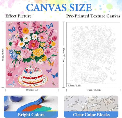 ZRIZQ Flowers Paint by Numbers Kit for Adults Beginner,Birthday,16x20 - color: 16"X20"Rolled Canvas-Birthday Flowers