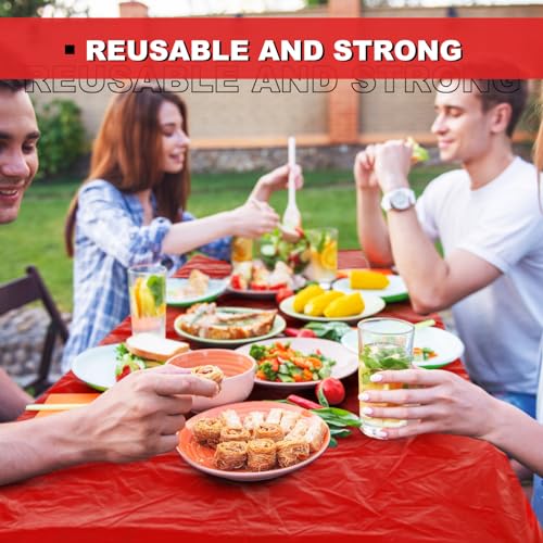 Boao 12 Plastic Elastic Fitted Tablecloths, 6 Ft, 72 x 30 Inch, Red - color: Red, size: 6 Ft, 72 x 30 Inch