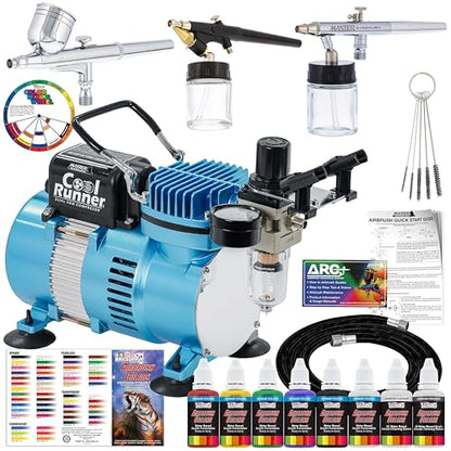 Master Airbrush Cool Runner II Airbrush Kit with 3 Airbrushes Acrylic Paint - size: Standard KIt