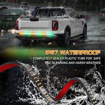 XRIDONSEN 48 inch 288 LED Tailgate Lights Rear Strobe Lights Strip - color: Amber/Green