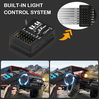 RC Remote Control 4CH 2.4G Transmitter with Receiver and Lanyard for RC Car Crawler Boat, Blue - color: Blue