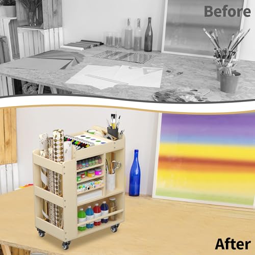 Art Cart Rolling Wood, Arts and Crafts Supply Organizer