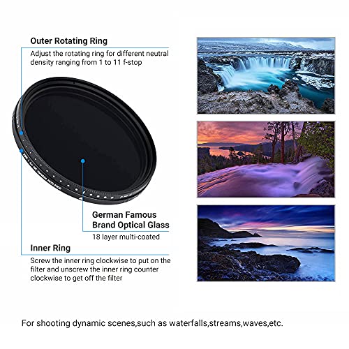 JJC 46mm ND Filter ND2-2000 VND Variable Neutral Density Adjustable Fader - size: 46mm