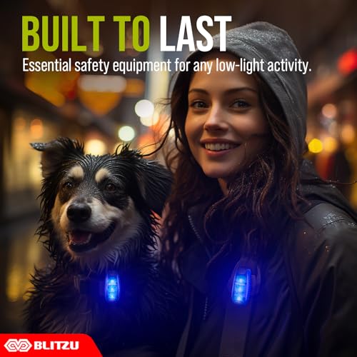 LED Safety Lights 4 Pack, Clip On High Visibility Strobe Light for Walk Run - color: Blue