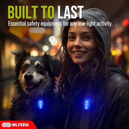 LED Safety Lights 4 Pack, Clip On High Visibility Strobe Light for Walk Run - color: Blue