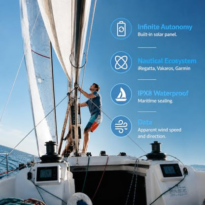 Calypso Instruments Solar Ultrasonic Anemometer — Self-Charging Bluetooth Wind Meter for Sailing, Hunting & Outdoors | Pocket Size | Free App | iOS, Android & Garmin