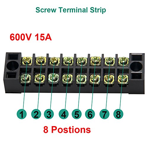 Terminal Block, 8 Circuits 600V 15A Dual Row Screw Terminal Strip, 6 Sets - size: 15A 8P+6pcs Jumpers