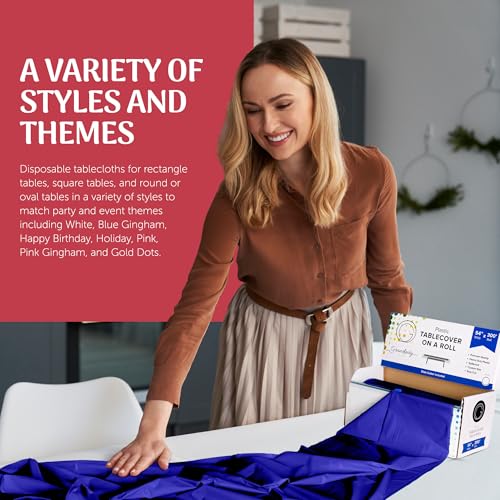 Grandipity Plastic Table Cloth Roll - 54in x 300 Ft. Table Cover Blue - color: Blue, size: 3600" x 54" (Rectangular)