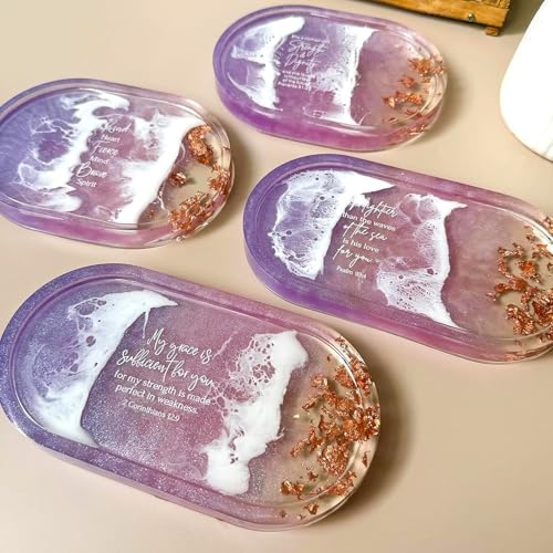 3 Pcs Oval Thickened Silicone Resin Tray Molds for DIY Trinket Storage