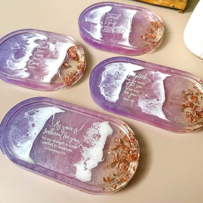 3 Pcs Oval Thickened Silicone Resin Tray Molds for DIY Trinket Storage