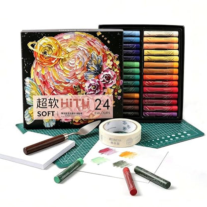 rubens 57 PCS Soft Oil Pastels Kit for Beginner Drawing - color: 24 Colors Set