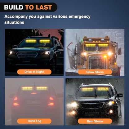 Nilight 32LED Amber Emergency Dash Strobe Lights w/Controller Suction Cups - color: Amber