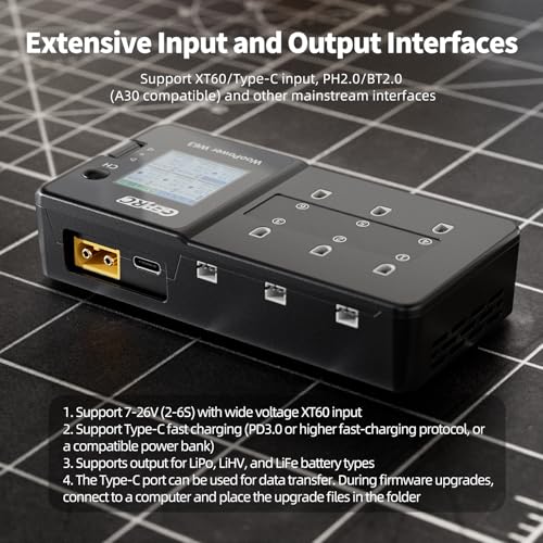 GEPRC W63 6-Port 1S Charger 3A Fast Charge LiPo/LiHV BT2.0/XT60