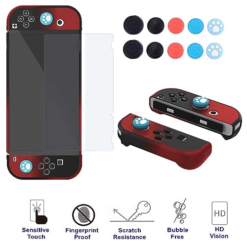 COMCOOL Dockable Case for Nintendo Switch OLED - [9 FT Military Grade Drop Protection] [with Tempered Glass Screen Protector] Cute Kawaii Protective Cover Shell for Nintendo Switch OLED - Black Red - color: Red Black