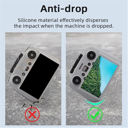 Silicone Case Cover + Thumb Rocker Sticks + Nylon Lanyard Neck Strap for DJI RC 2 Accessory Bundles for DJI Avata 360 Mini 5 Pro MINI 4 Pro Air 3S AIR 3 Flip Drone RC2 Controller(Grey) - color: Grey